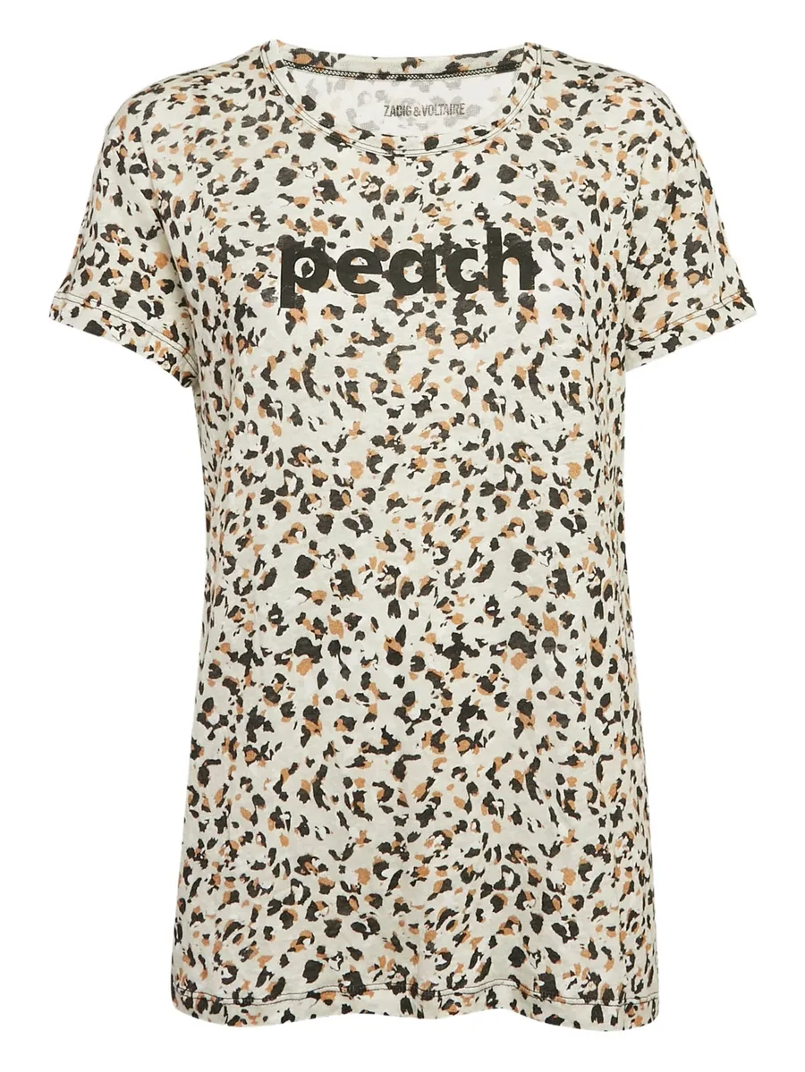 2024 pre-owned leopard-print linen T-shirt 1