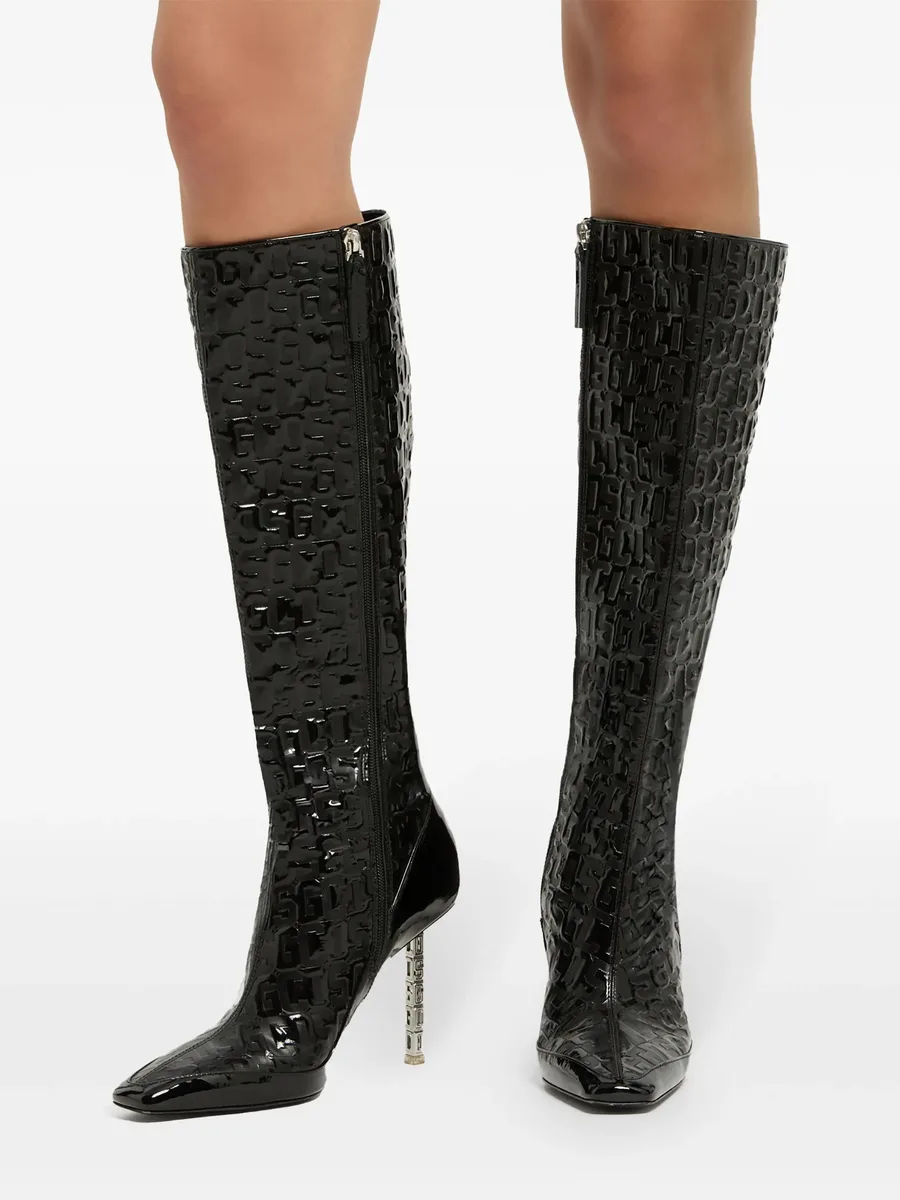 100mm monogram-pattern leather boots 9