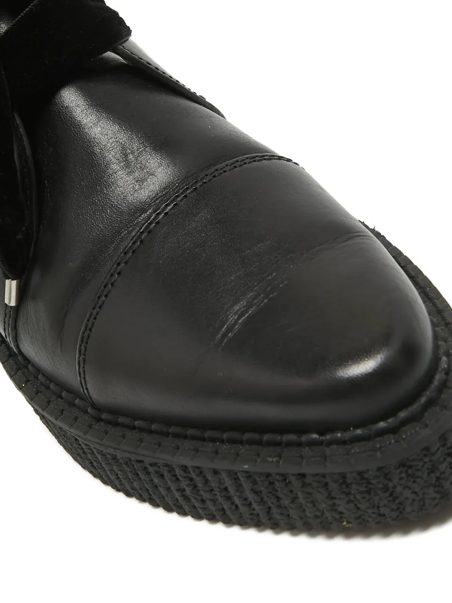 pre-owned velvet-lace combat boots 10