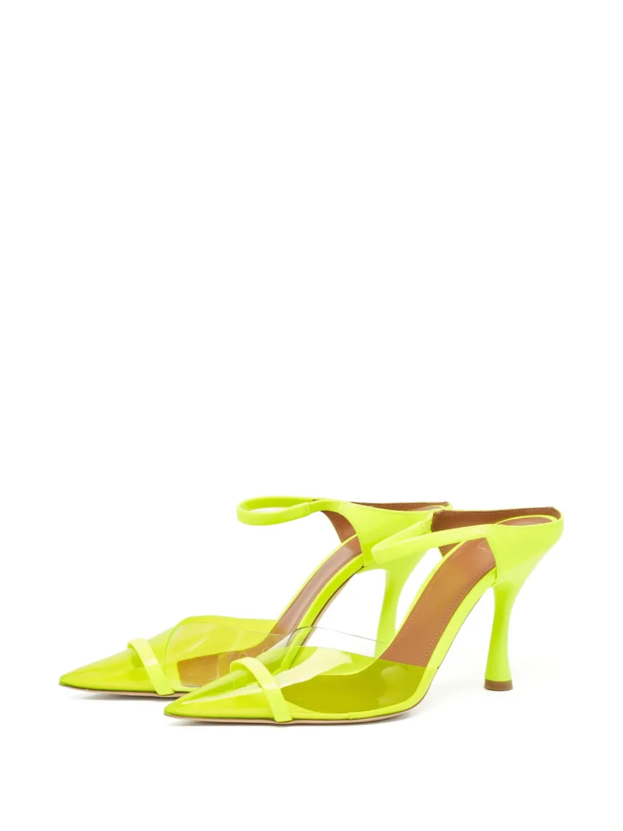 pre-owned 100mm transparent-panel pointed mules 3