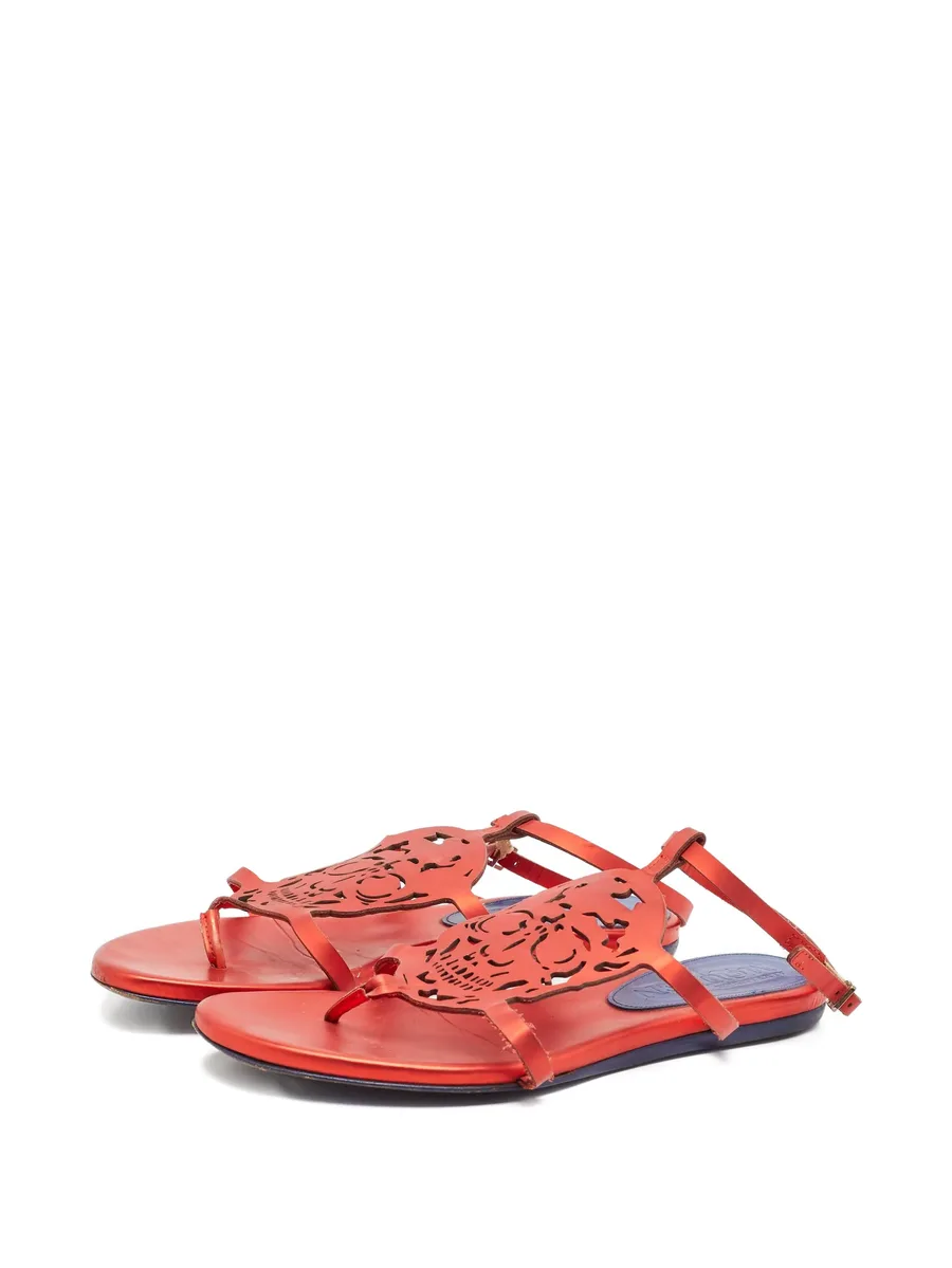 skull leather flat sandals 6