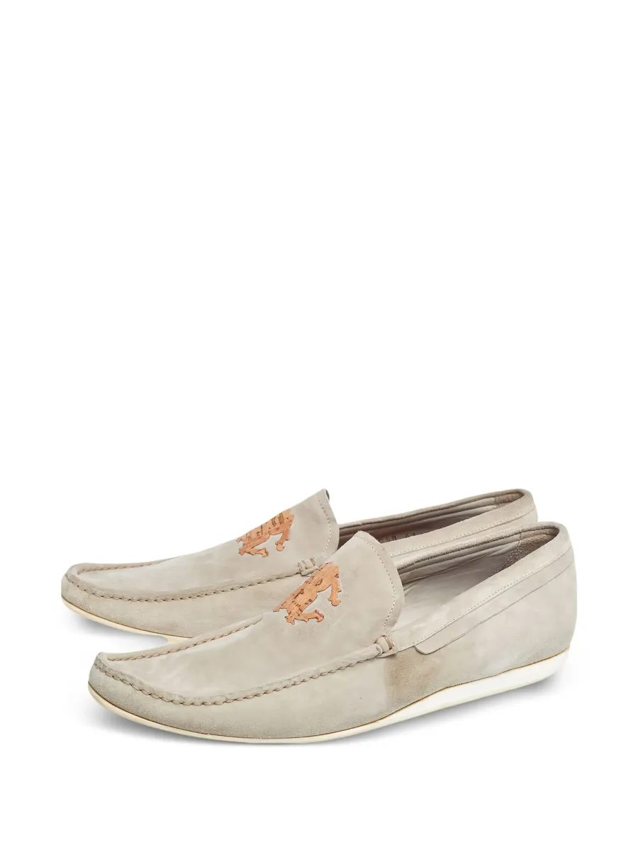 logo-embroidered suede loafers 5