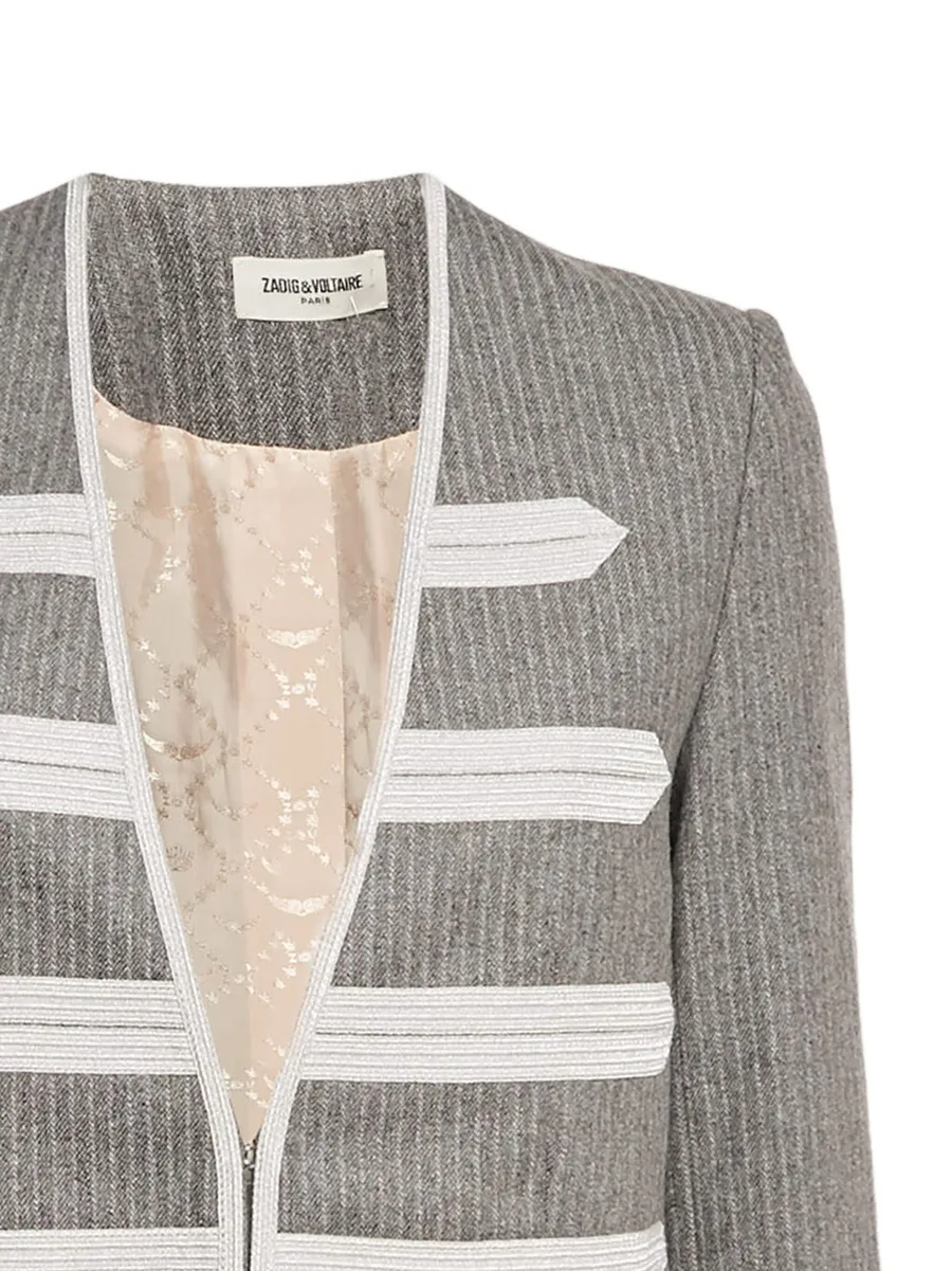 V-neck stripe-detail jacket 3