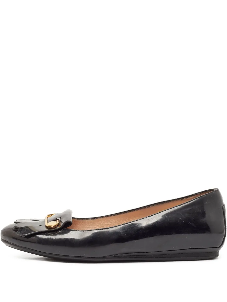 patent leather fringe-detail flats 2