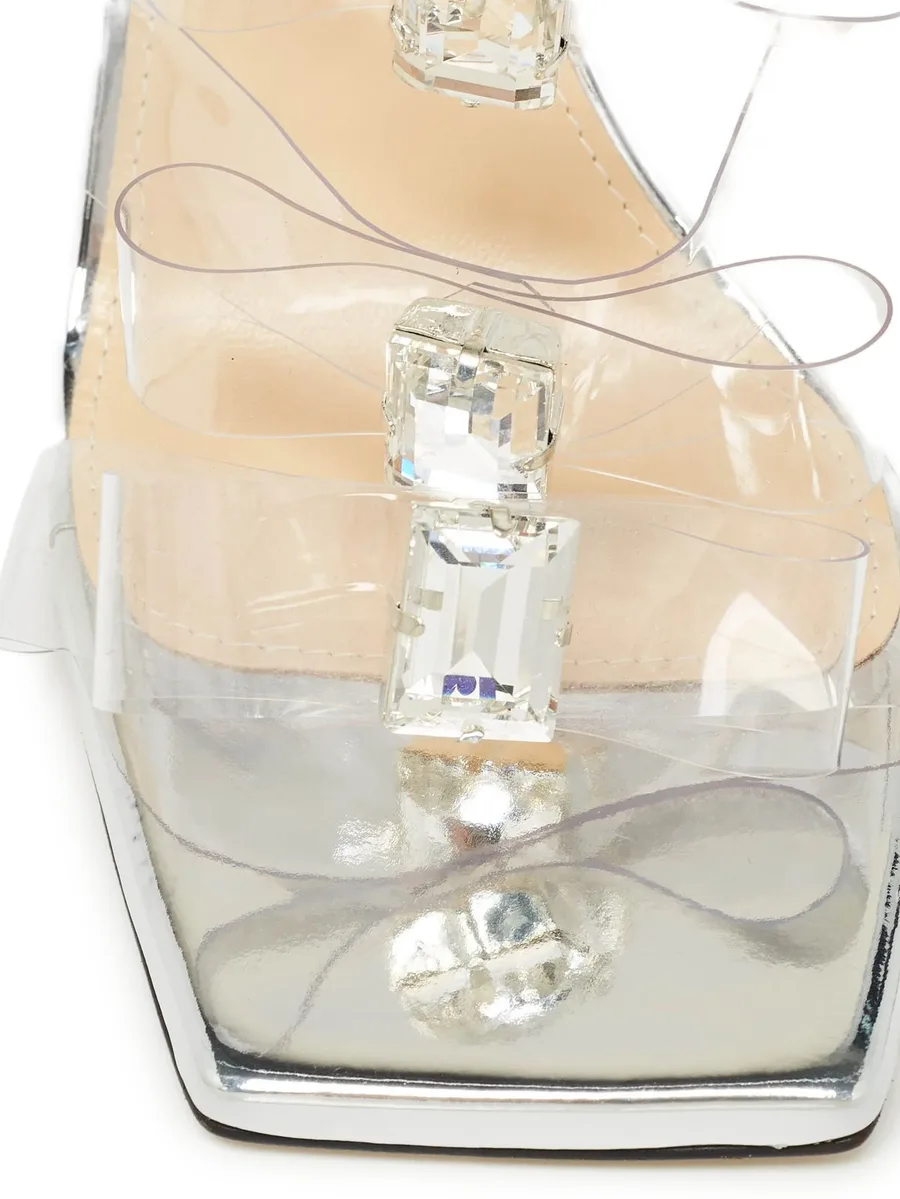 pre-owned 90mm clear-straps sandals 10