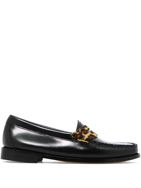 leopard-print strap loafers