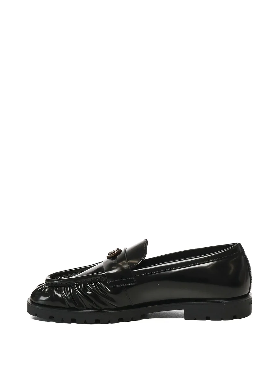pleated logo-plaque loafers 7