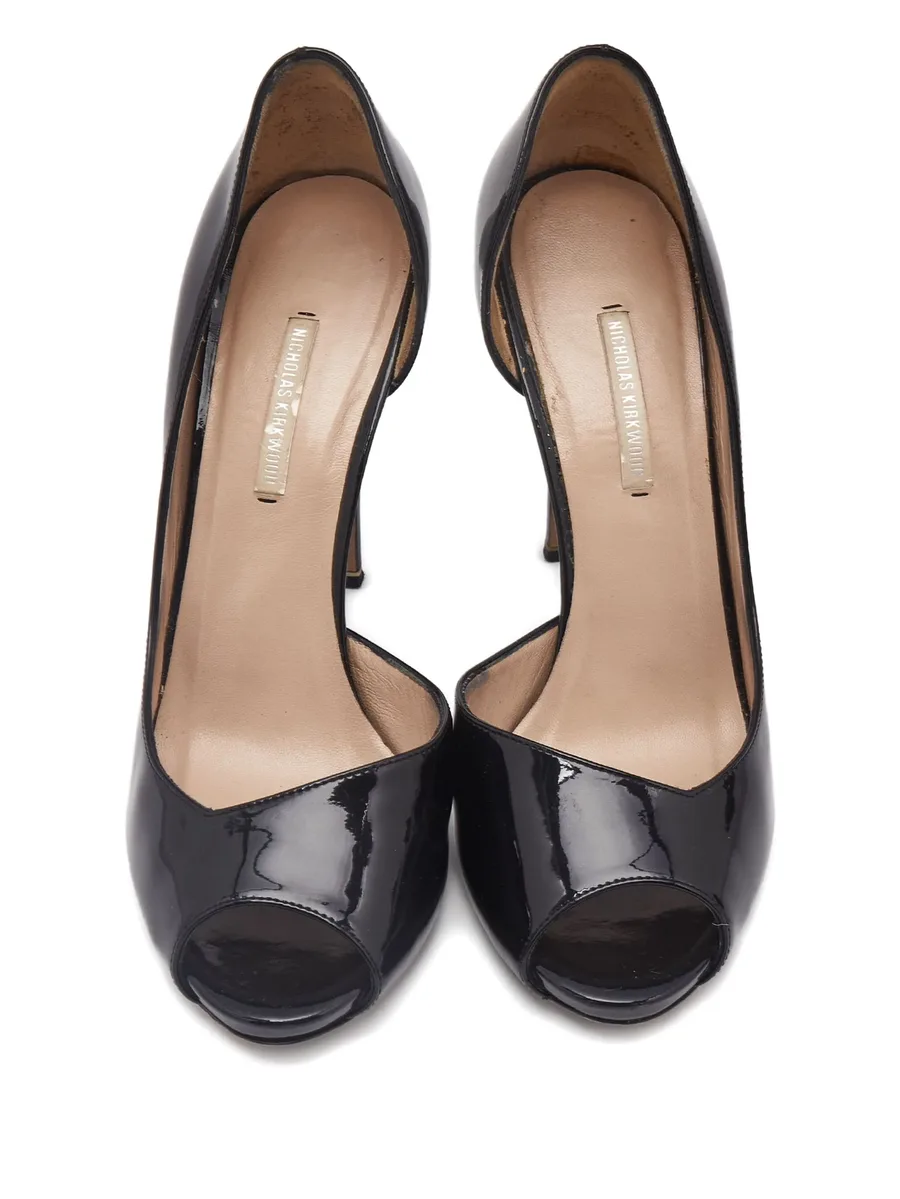 Patent Leather Peep Toe Pumps 7