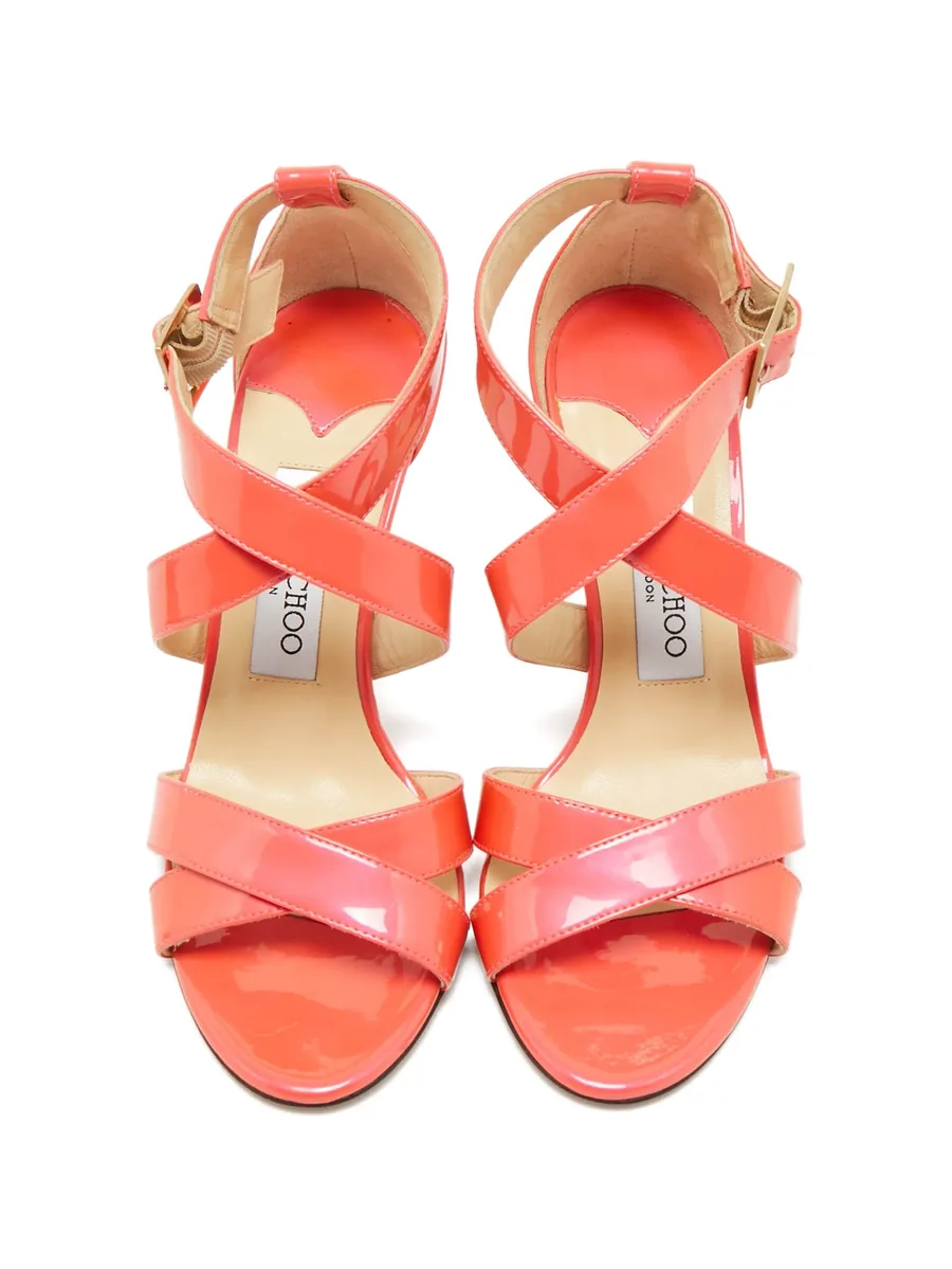 Lottie patent-leather heeled sandals 7