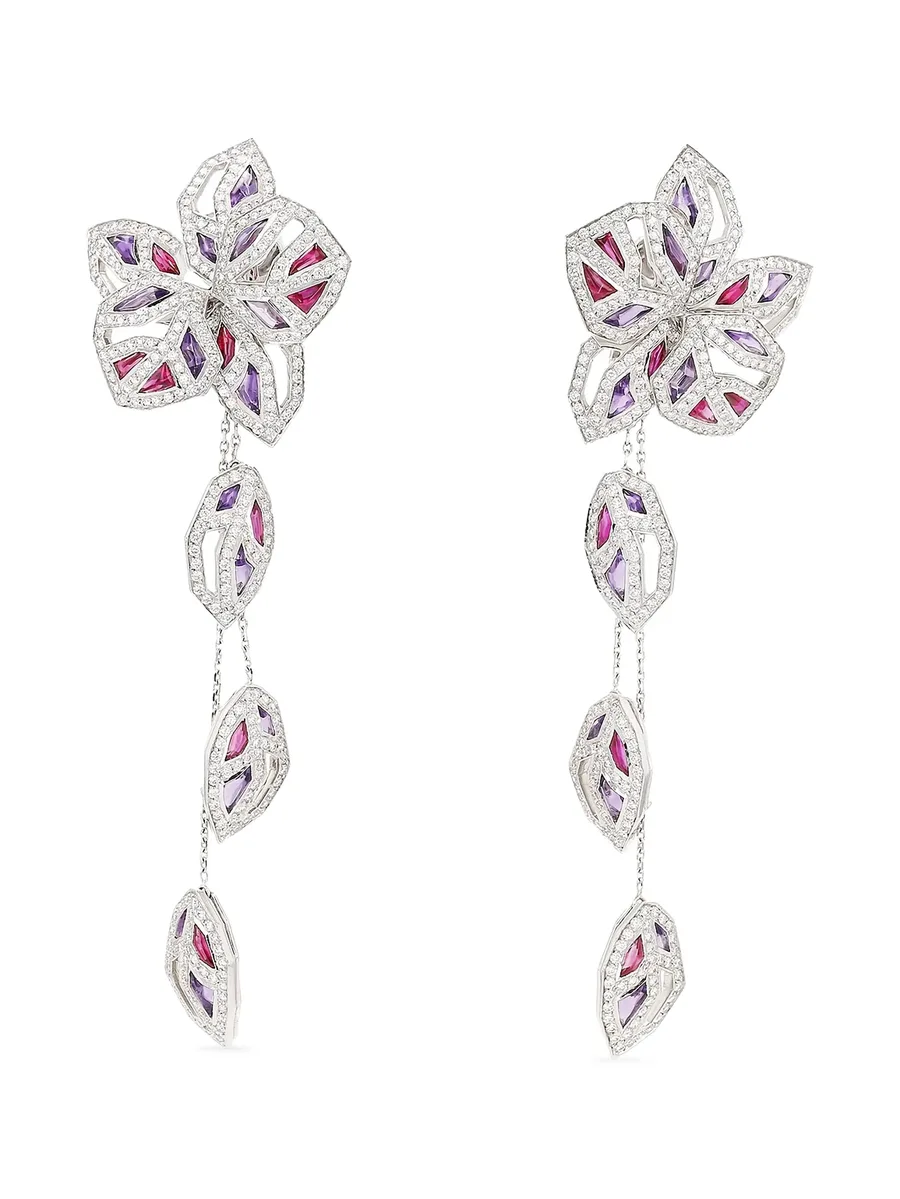 серьги Orchid из белого золота 2
