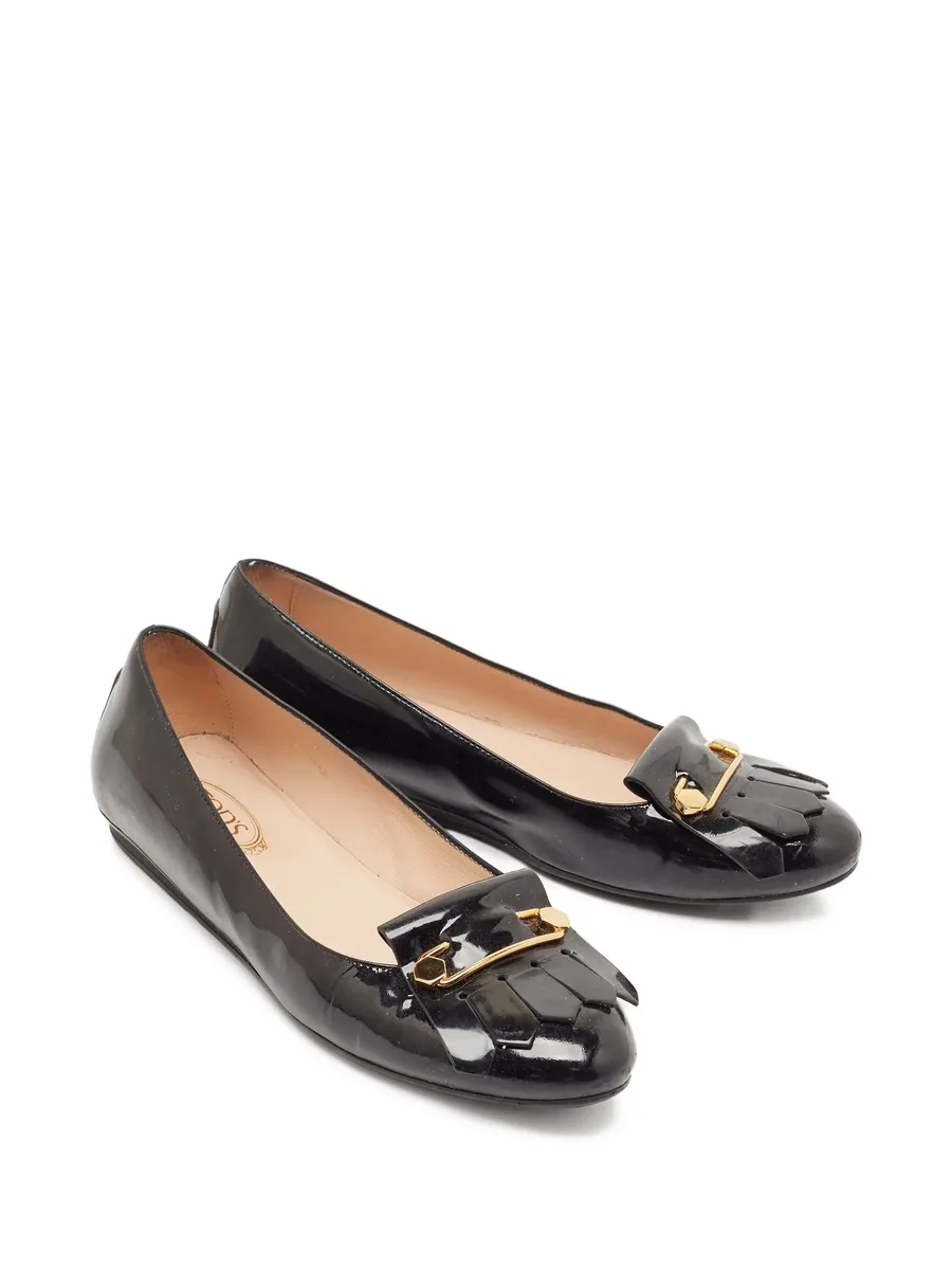 patent leather fringe-detail flats 3