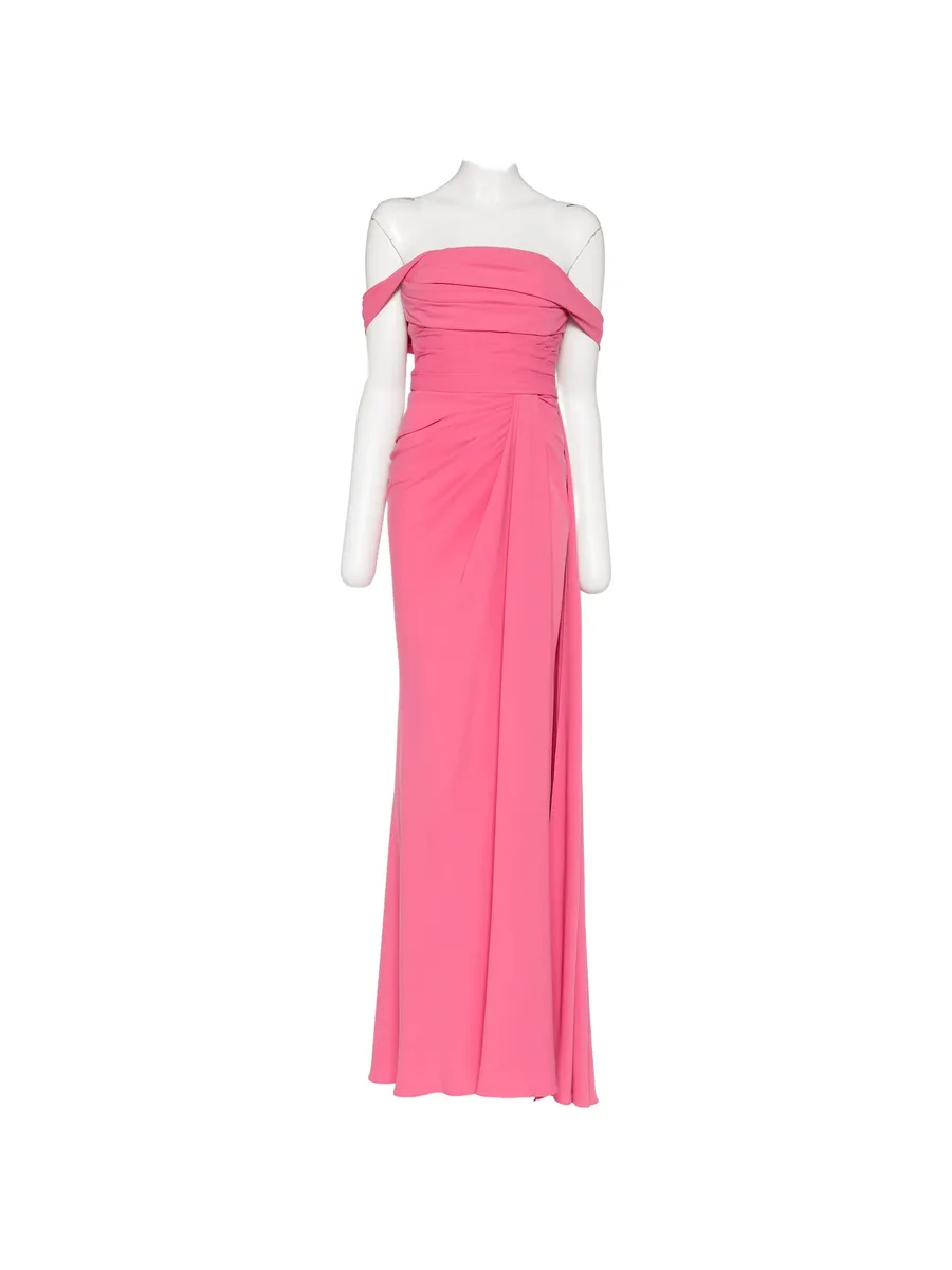 off-shoulder draped gown 1