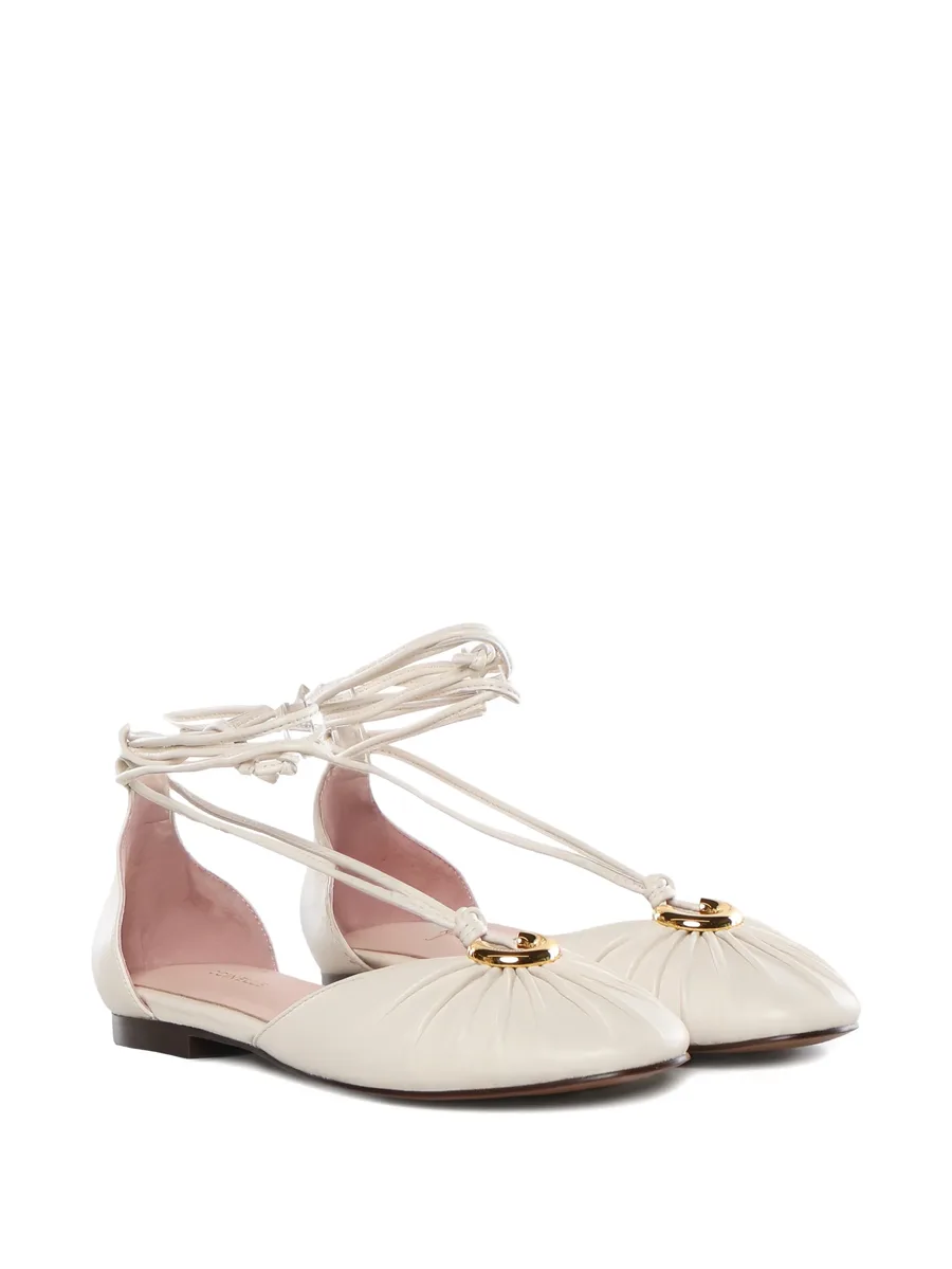 tie-fastening gathered ballet flats 4
