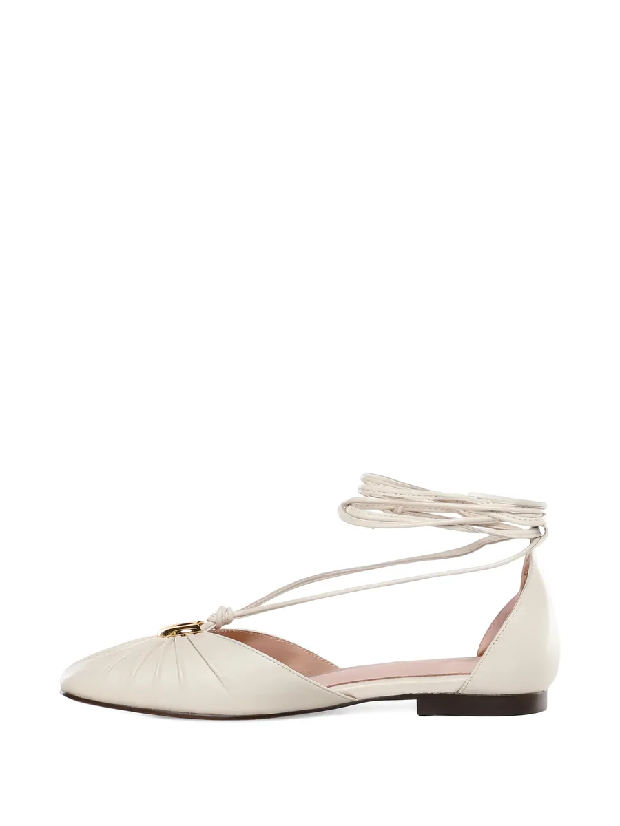 tie-fastening gathered ballet flats 7