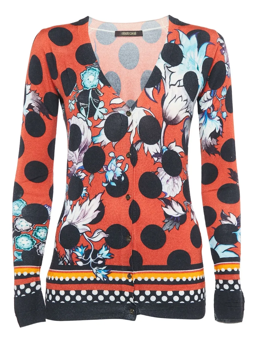 floral-print polka-dot cardigan 1
