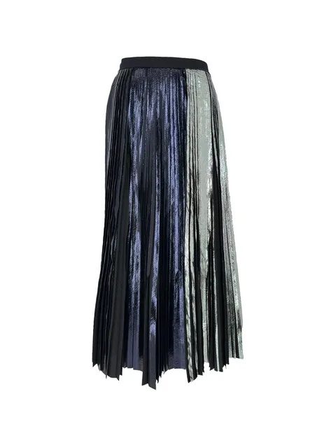 pleated metallic skirt