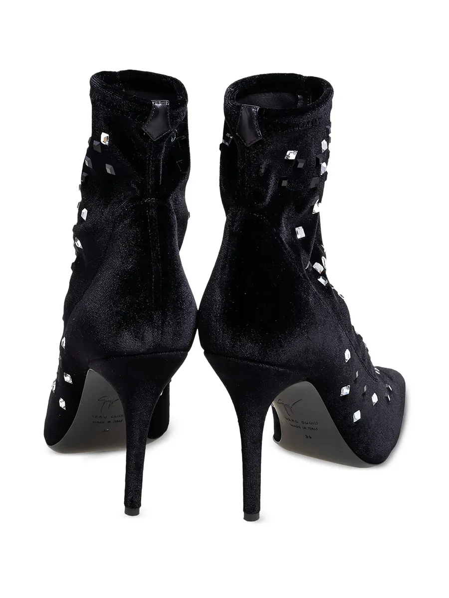 pre-owned 100mm crystal-embellished ankle boots 6