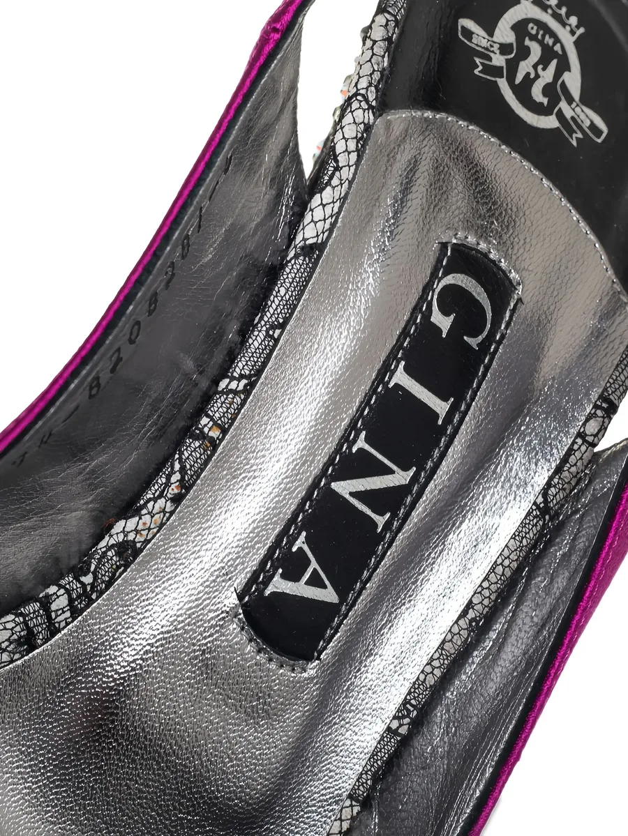 pre-owned satin slingback sandals 11