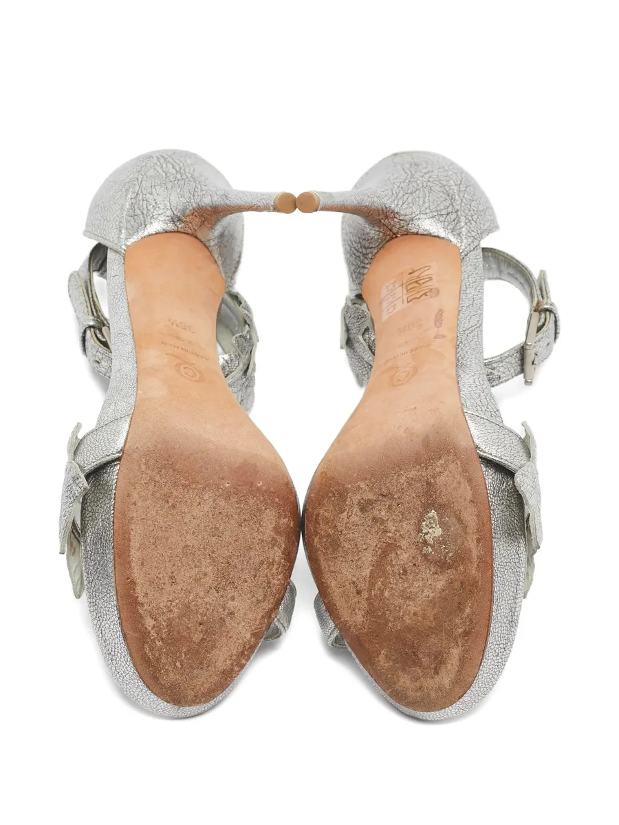 110mm leather heeled sandals 8