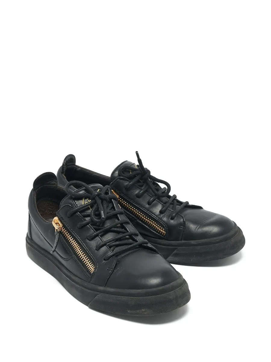 pre-owned leather sneakers 3