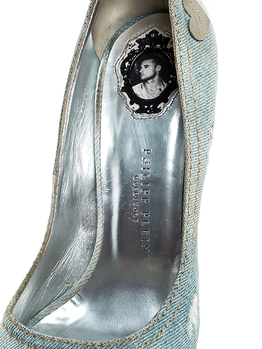 145mm denim crystal pumps 7