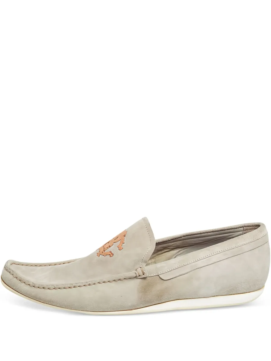 logo-embroidered suede loafers 2