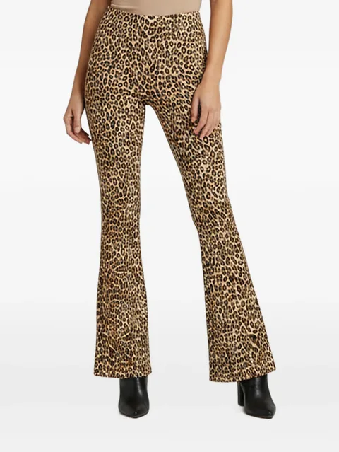 leopard-print flared trousers