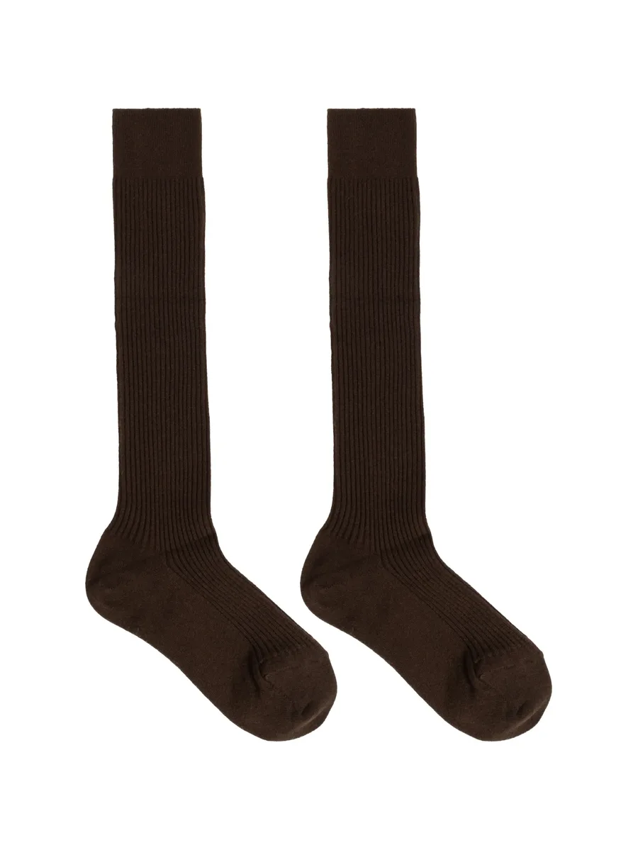 ribbed cashmere socks brown 1