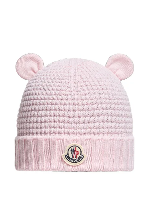 logo-patch ear-detail beanie hat