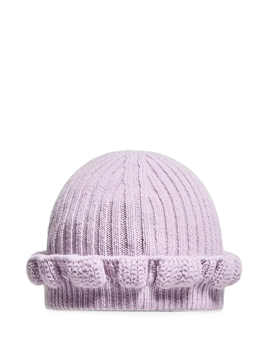 logo-patch bobble-trim beanie hat 2
