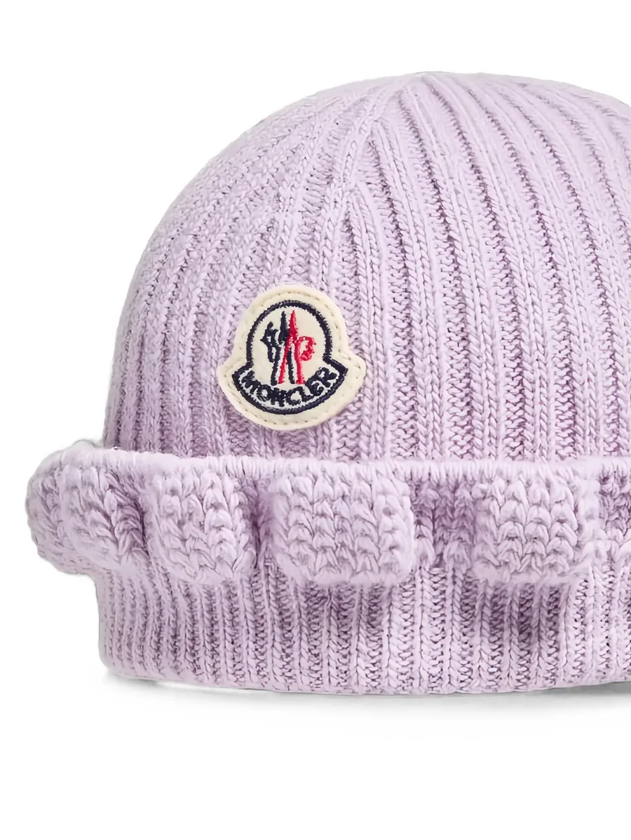 logo-patch bobble-trim beanie hat 3