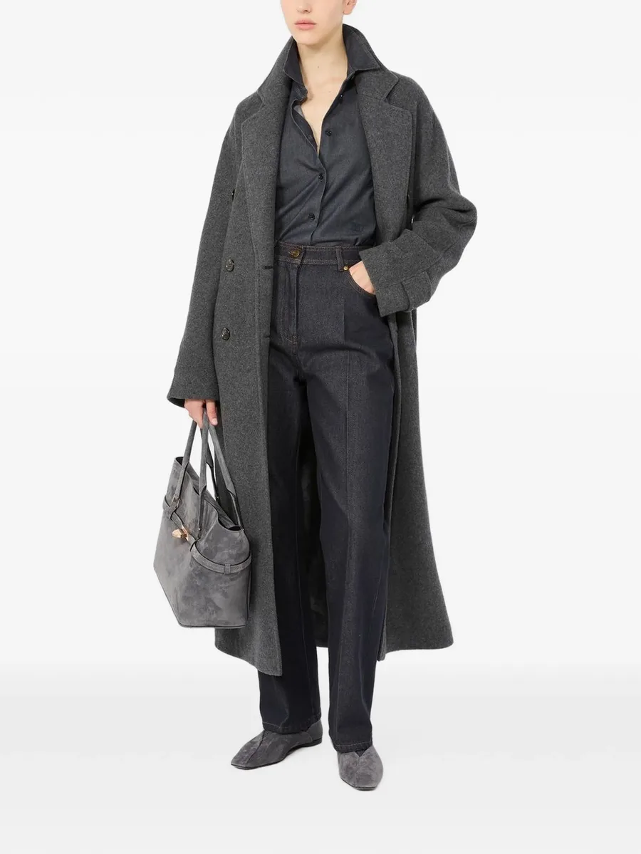 denim-look cotton barrel-leg trousers - midnightblue 2