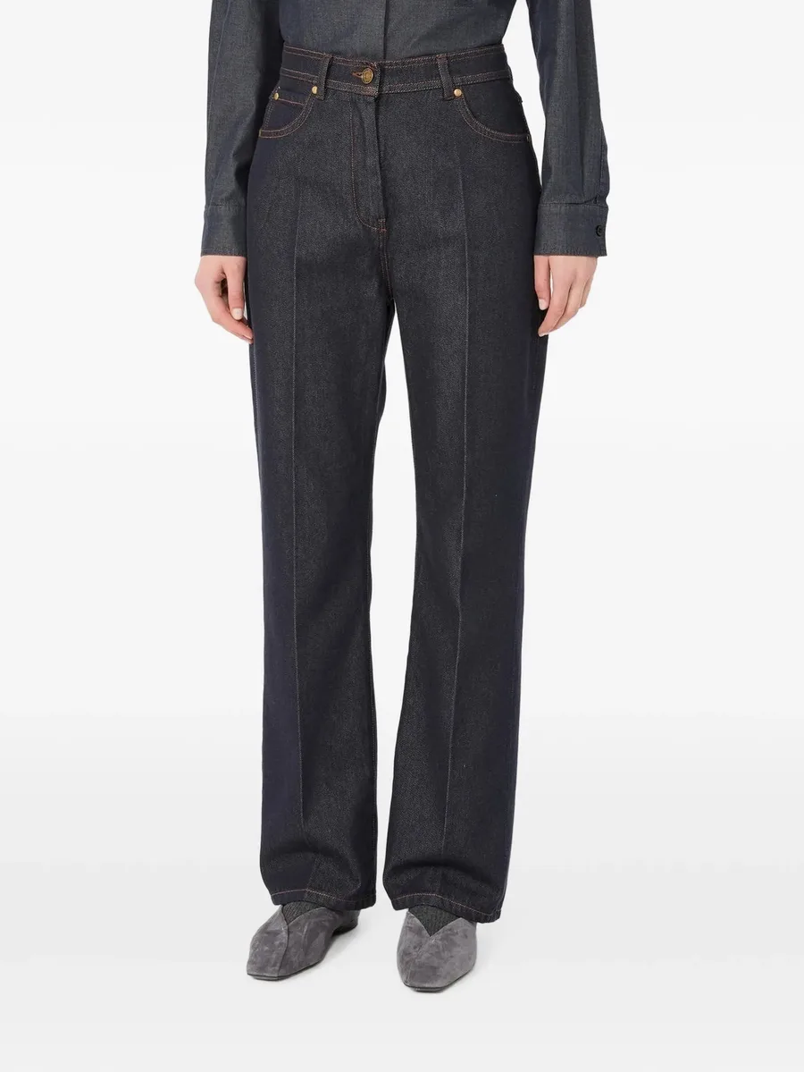 denim-look cotton barrel-leg trousers - midnightblue 1