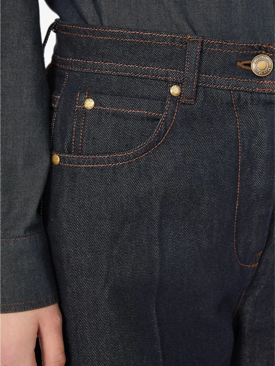 denim-look cotton barrel-leg trousers - midnightblue 4