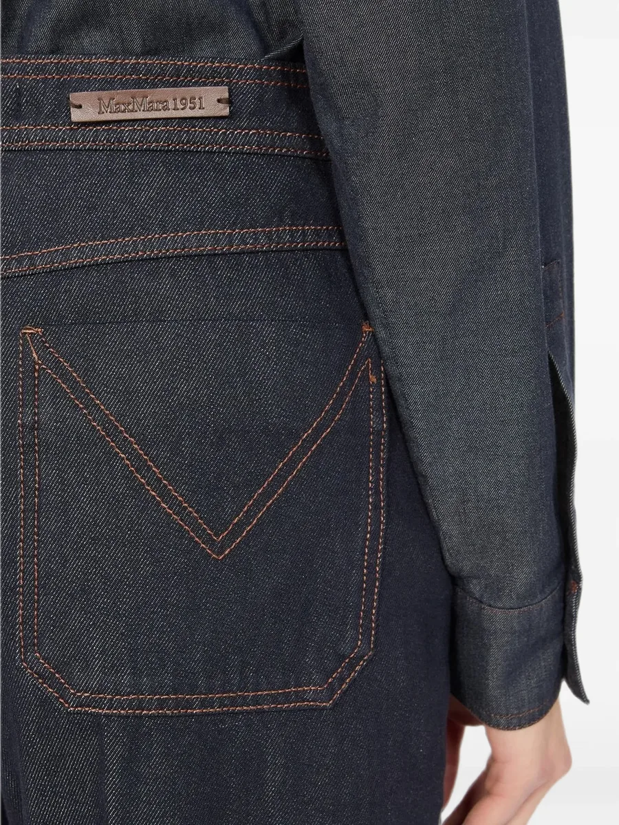 denim-look cotton barrel-leg trousers - midnightblue 5