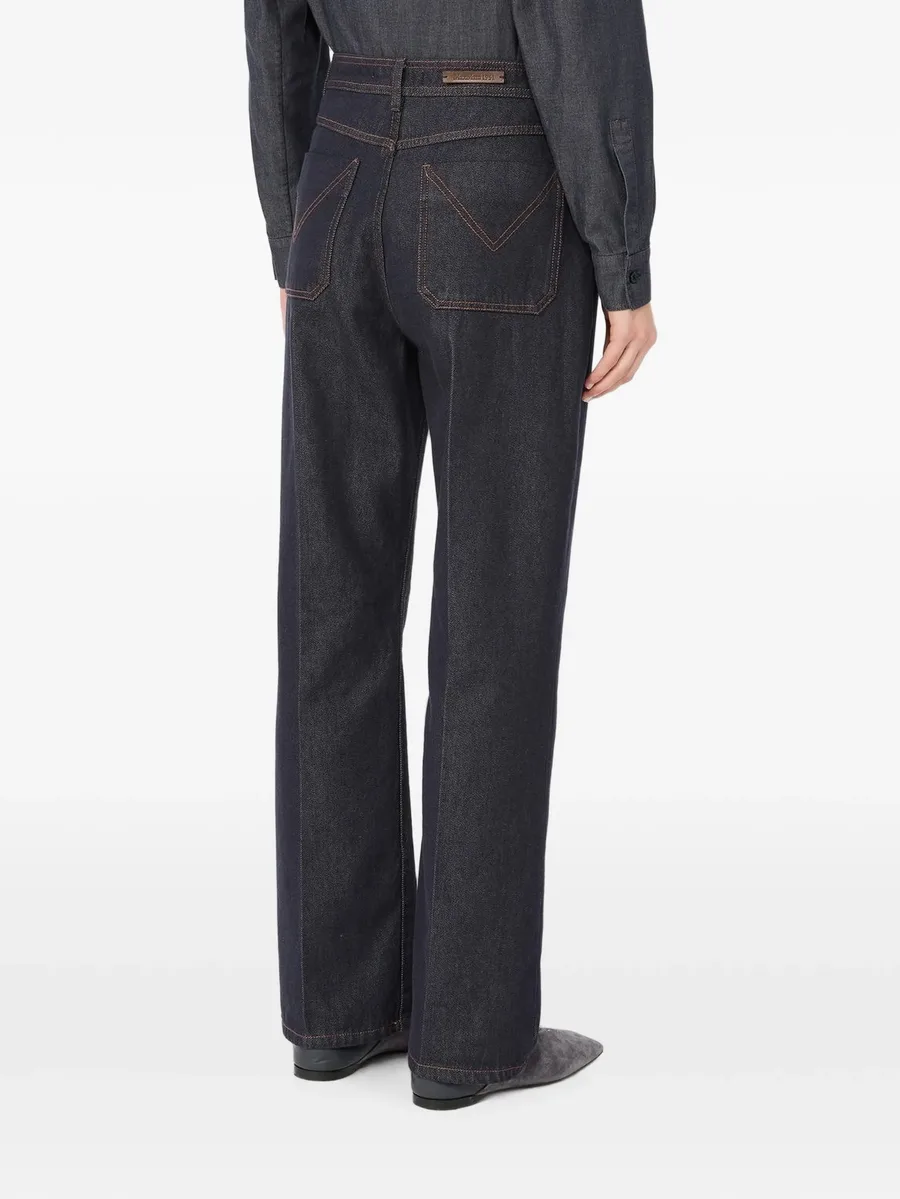 denim-look cotton barrel-leg trousers - midnightblue 3