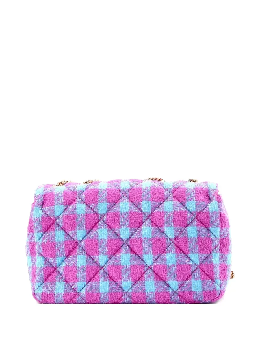 Medusa Icon Chain Flap Bag Quilted Tweed East West shoulder bag 4