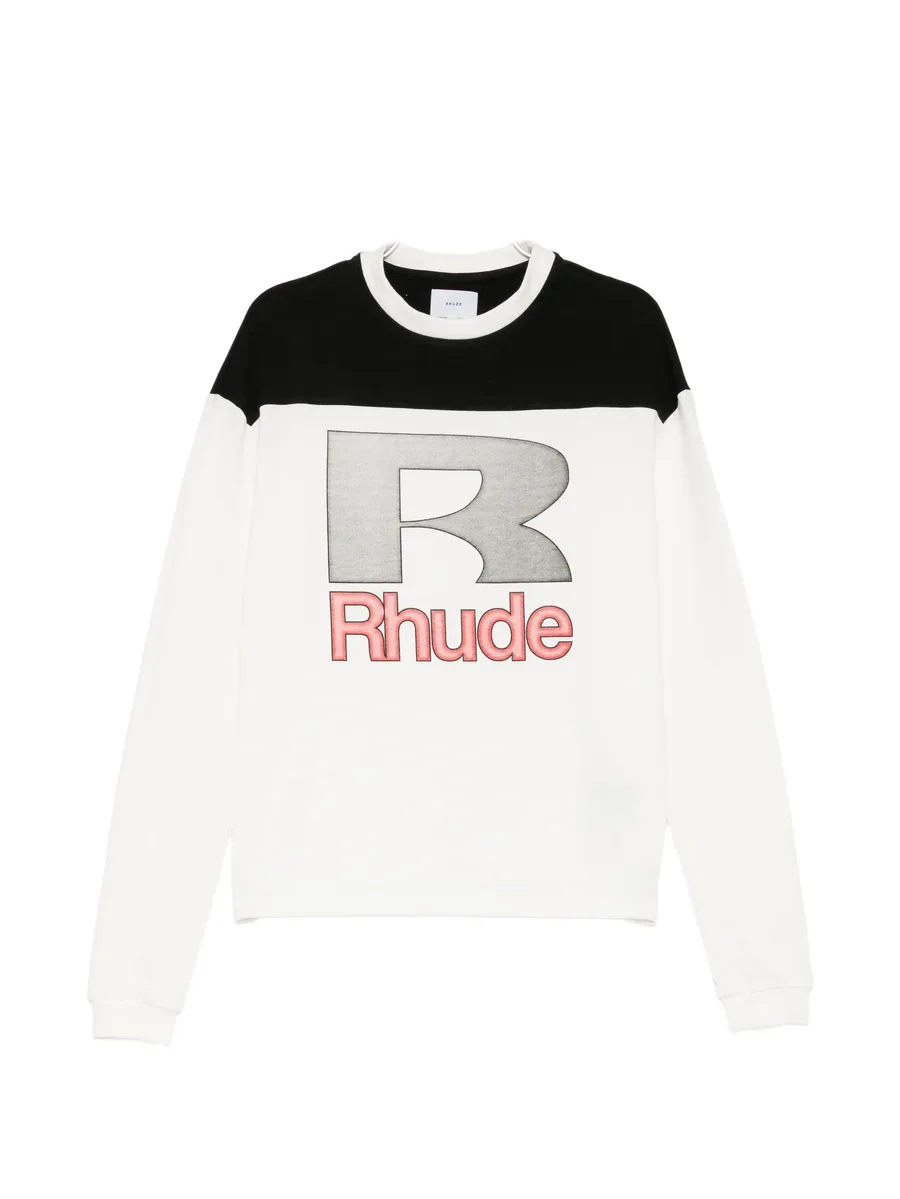 logo-print panelled T-shirt 1