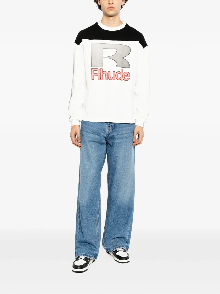 logo-print panelled T-shirt 2