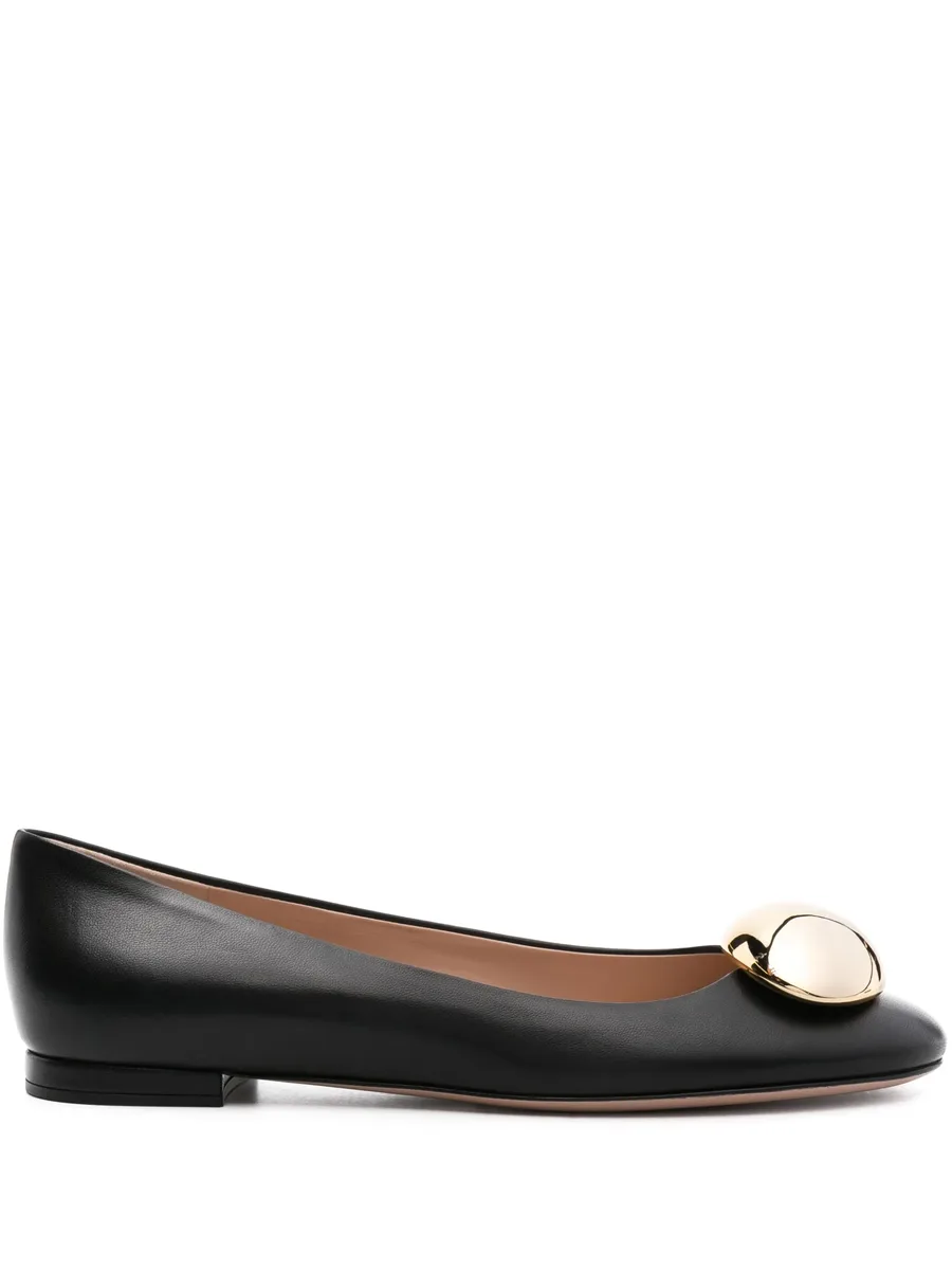 round-toe leather ballerina shoes 2