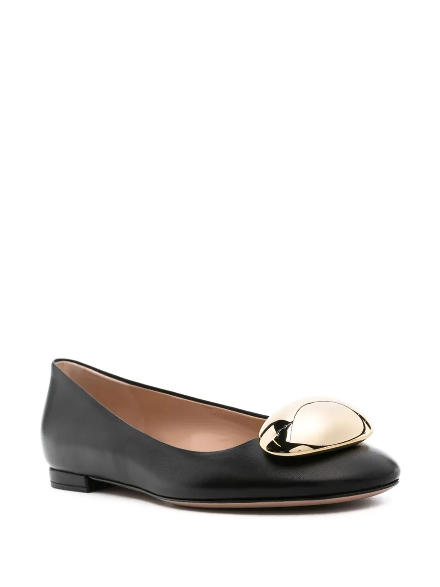 round-toe leather ballerina shoes 3