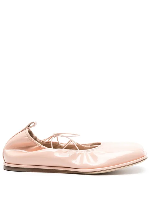 heart-toe patent leather ballerina shoes