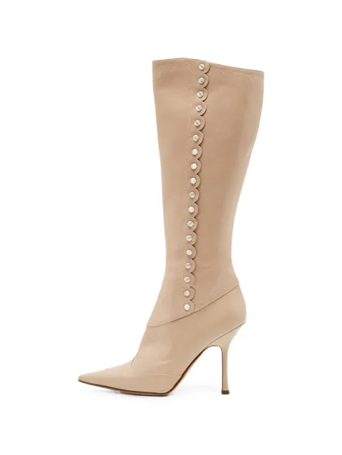 bead-embellished leather boots