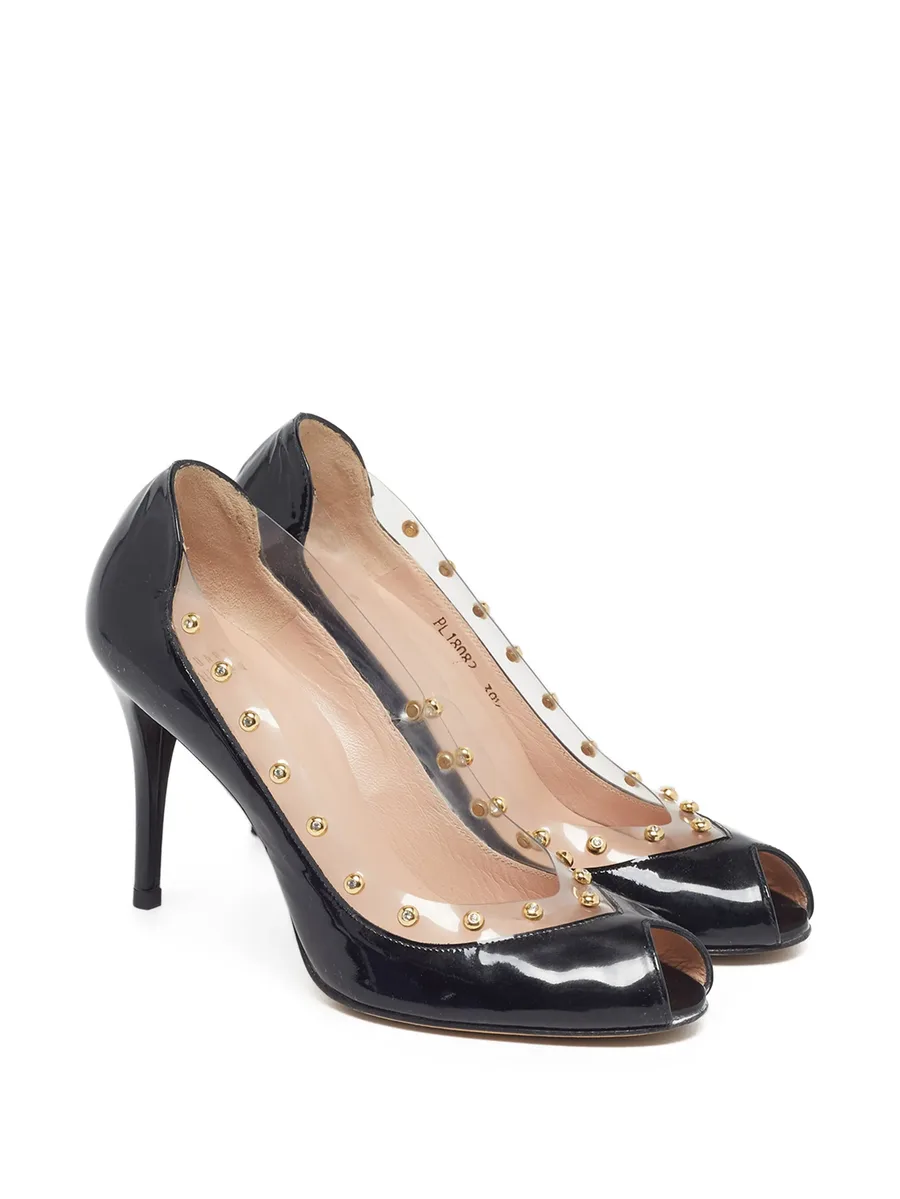 studded peep-toe heeled pumps 9