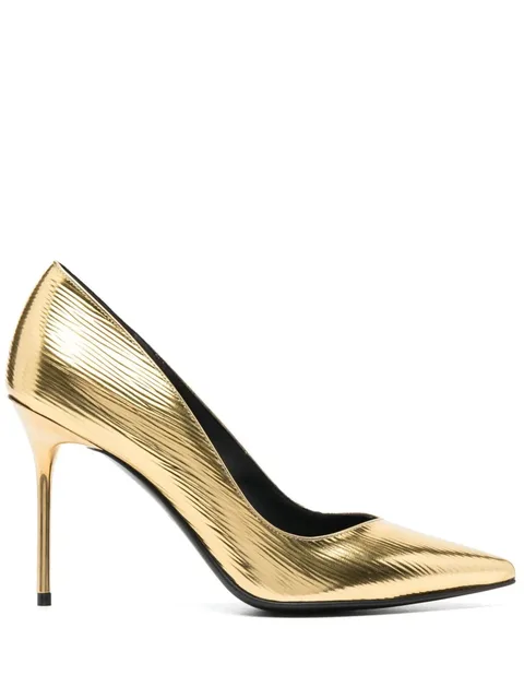 100mm metallic pointed-toe pumps