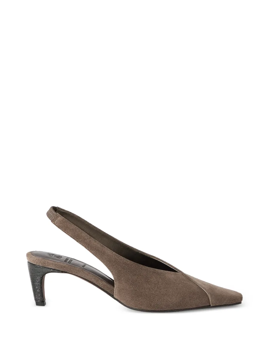 Suede city slingback pumps with precious heel 2
