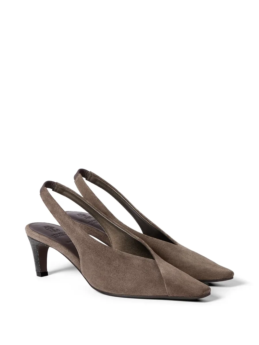 Suede city slingback pumps with precious heel 4