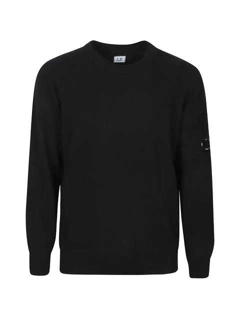Lens-detail long-sleeve sweater