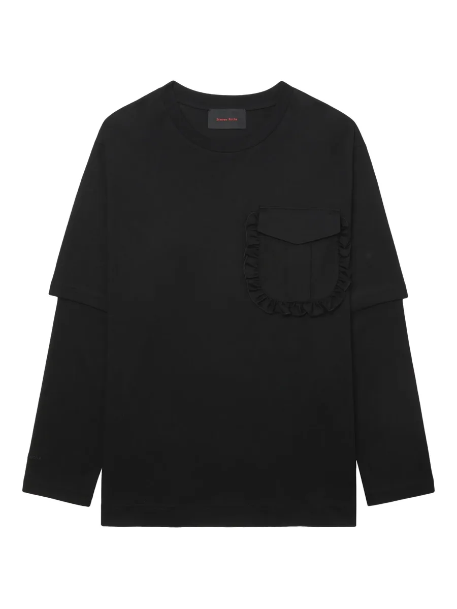 ruffle-pocket layered T-shirt 2