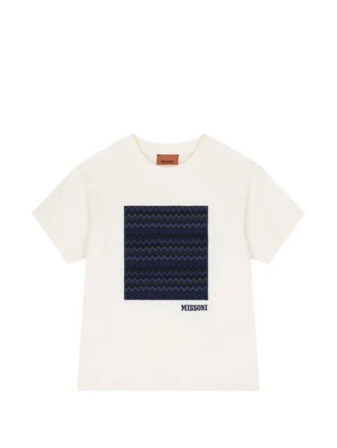 zigzag-patch embroidered-logo T-shirt